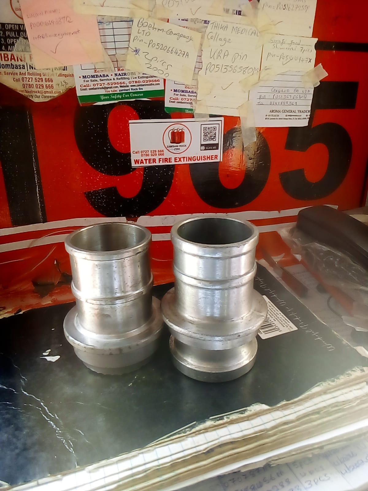 Zambani Rock Fire fire hose coupling fittings and water fire extinguisher supplies in Kenya